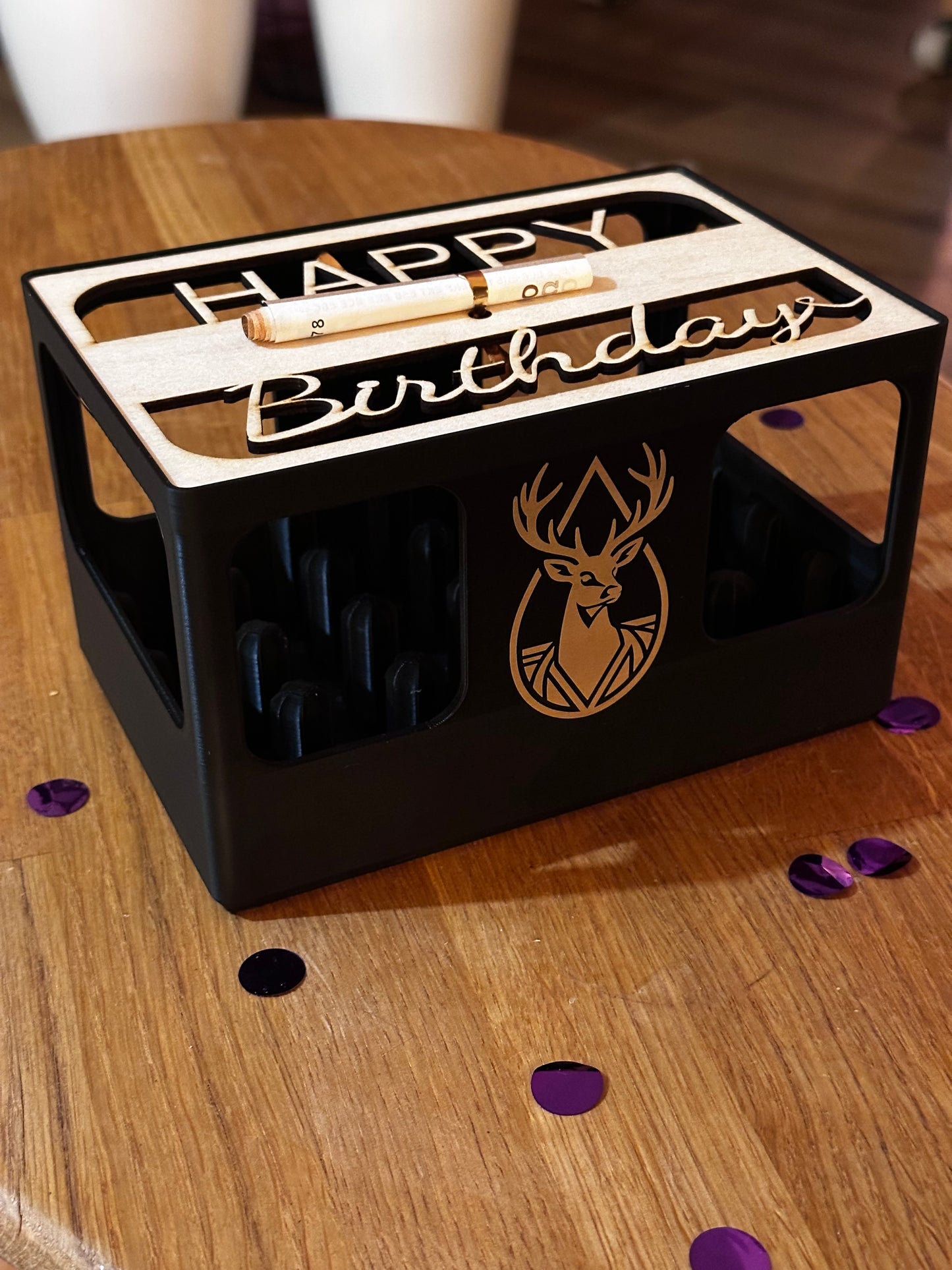 Geschenkbox für 24 Schnapsflaschen – stapelbar & personalisierbar