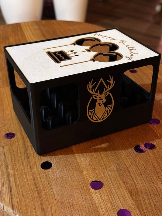 Geschenkbox für 24 Schnapsflaschen – stapelbar & personalisierbar