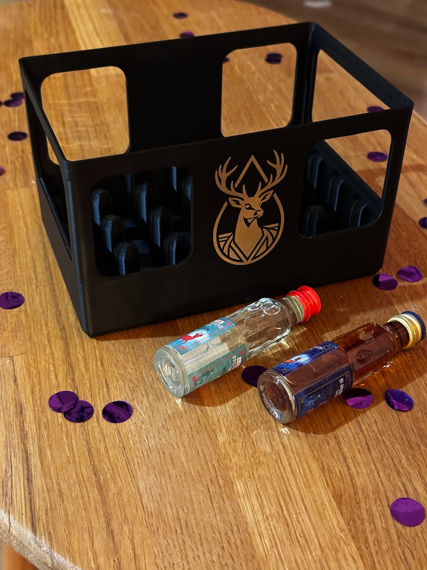 Geschenkbox für 24 Schnapsflaschen – stapelbar & personalisierbar